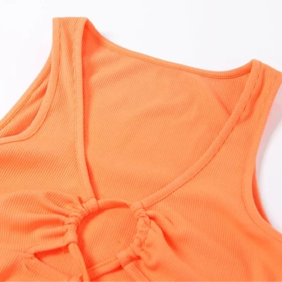 Sexy Orange Adjustable Tie Bodycon Mini Dress - Picture 3 of 7